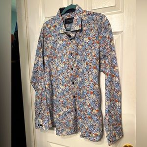 Jared Lang Men's Size 2XL Cotton Long Sleeve Casual Shirt Blue Bicycle Basket